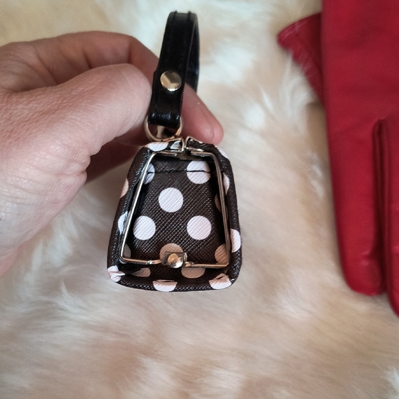 Tik Tok Polka Dot Black and White Handbag. Vegan Leather. Keychain Holder. - Picture 4 of 4